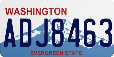 WA license plate ADJ8463