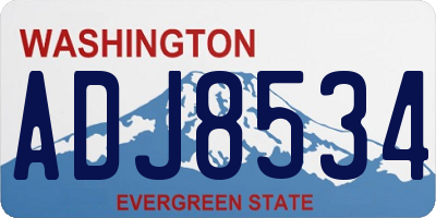 WA license plate ADJ8534