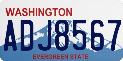 WA license plate ADJ8567