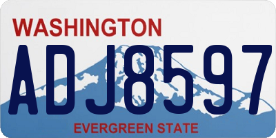 WA license plate ADJ8597