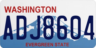 WA license plate ADJ8604