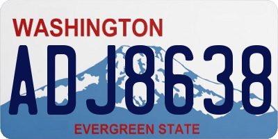 WA license plate ADJ8638