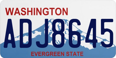 WA license plate ADJ8645