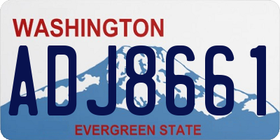 WA license plate ADJ8661