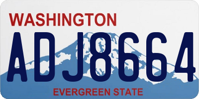 WA license plate ADJ8664