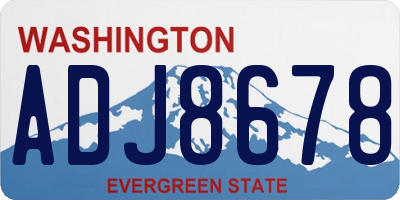 WA license plate ADJ8678