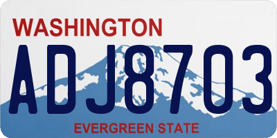 WA license plate ADJ8703
