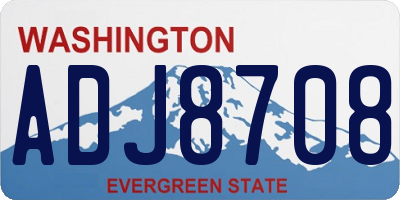 WA license plate ADJ8708