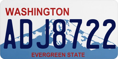 WA license plate ADJ8722