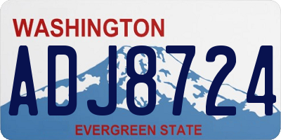 WA license plate ADJ8724