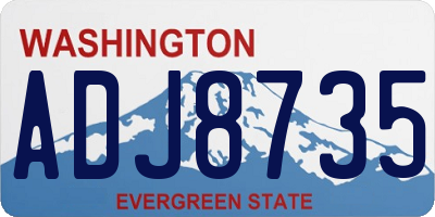 WA license plate ADJ8735