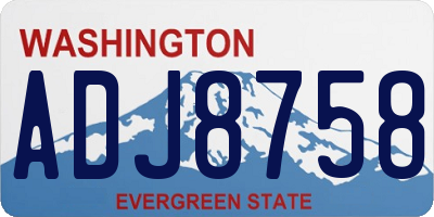 WA license plate ADJ8758