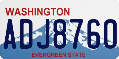 WA license plate ADJ8760