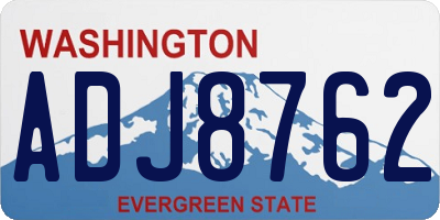 WA license plate ADJ8762