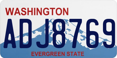 WA license plate ADJ8769