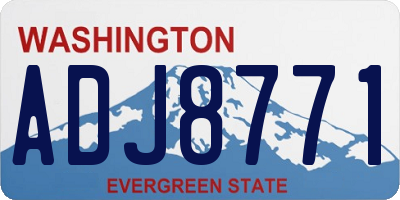 WA license plate ADJ8771