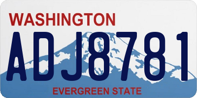 WA license plate ADJ8781