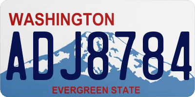 WA license plate ADJ8784