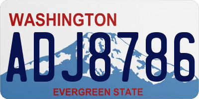 WA license plate ADJ8786