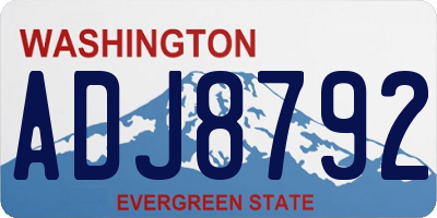 WA license plate ADJ8792
