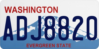 WA license plate ADJ8820