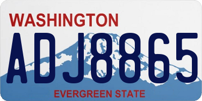 WA license plate ADJ8865