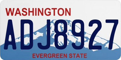 WA license plate ADJ8927