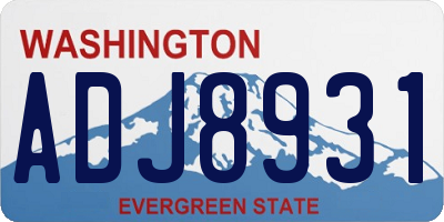 WA license plate ADJ8931