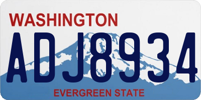 WA license plate ADJ8934