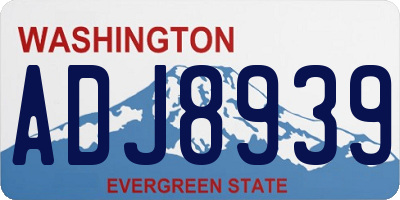 WA license plate ADJ8939