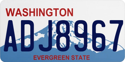 WA license plate ADJ8967
