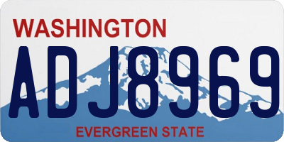 WA license plate ADJ8969
