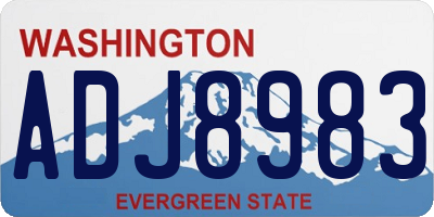 WA license plate ADJ8983