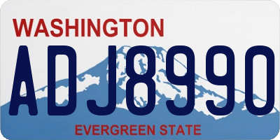 WA license plate ADJ8990