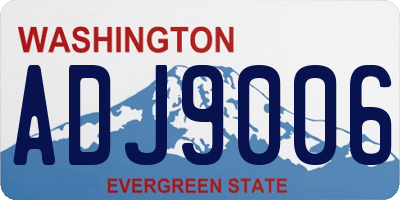 WA license plate ADJ9006