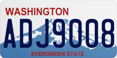 WA license plate ADJ9008