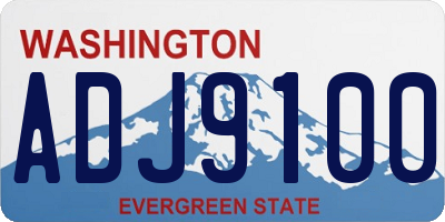 WA license plate ADJ9100