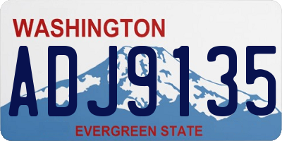WA license plate ADJ9135
