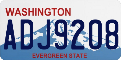 WA license plate ADJ9208
