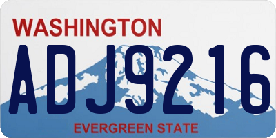 WA license plate ADJ9216