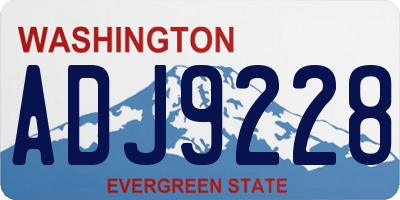 WA license plate ADJ9228