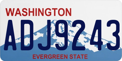 WA license plate ADJ9243