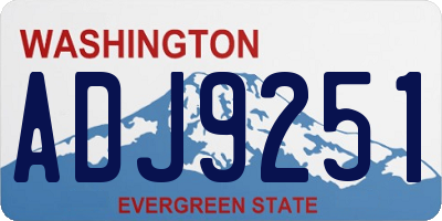 WA license plate ADJ9251