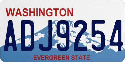 WA license plate ADJ9254
