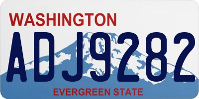 WA license plate ADJ9282