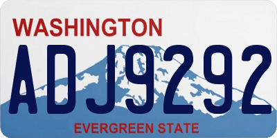 WA license plate ADJ9292