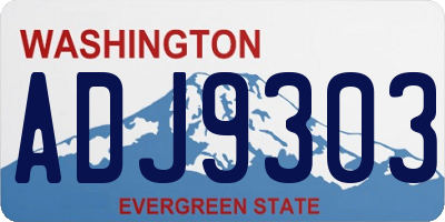 WA license plate ADJ9303