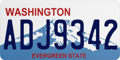 WA license plate ADJ9342