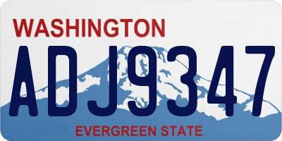 WA license plate ADJ9347