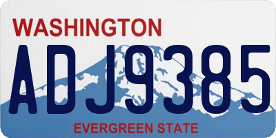 WA license plate ADJ9385